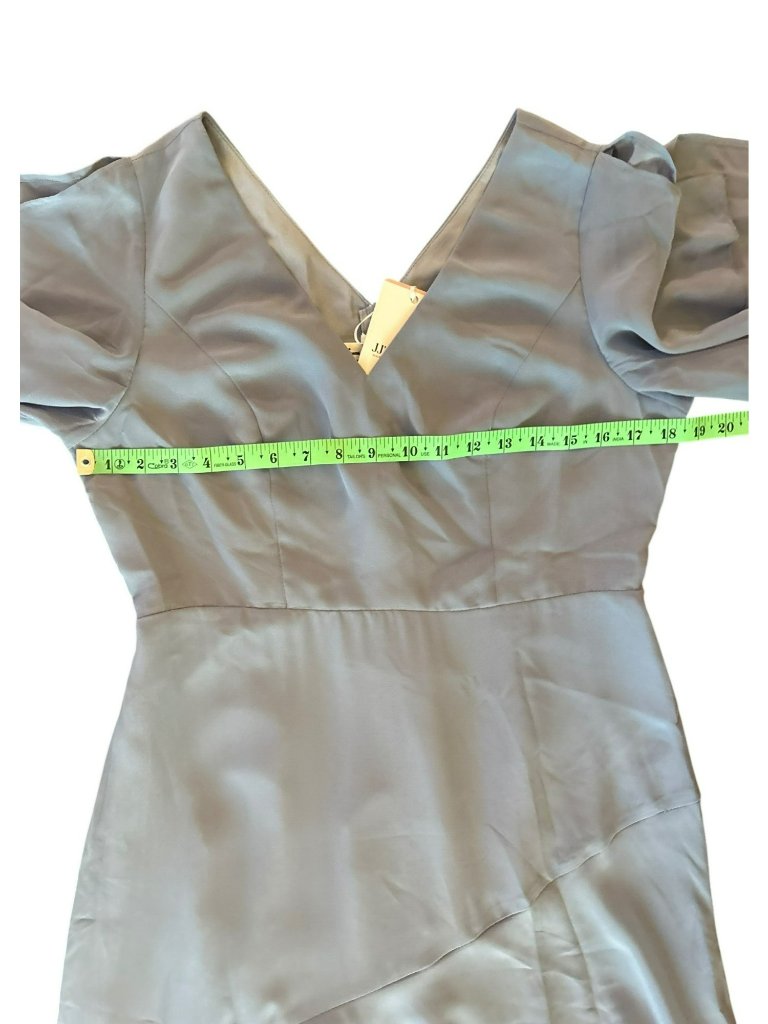 Nwt Jj's House Dusty Blue Chiffon V-Neck Flutter Sleeve Maxi Dress Size L — image 6 of 7